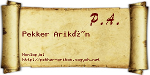 Pekker Arikán névjegykártya